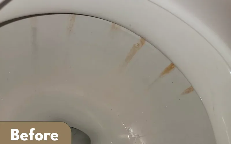 Toilet deep cleaned by Lara Maids, before