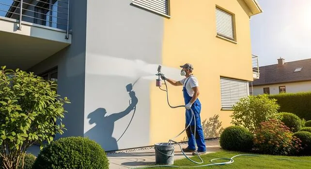 Exterior wall spray painting in Holly Springs, NC