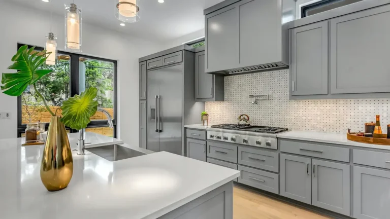 Gray painted shaker kitchen cabinets in Raleigh, NC