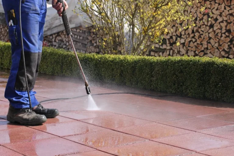 Power washing patio tiles in Holly Springs, NC
