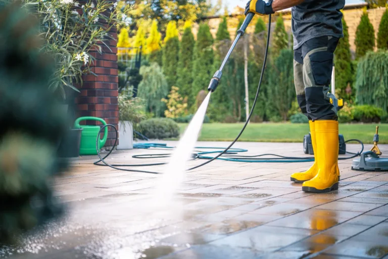 Pressure washing a paver patio in Raleigh, NC